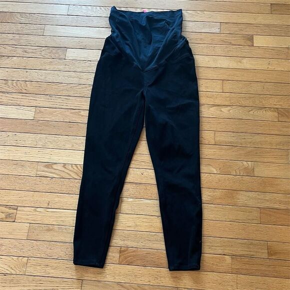SPANX Women's Black Velvet Leggings Size XL Stretch Shaping Casual - Picture 1 of 8